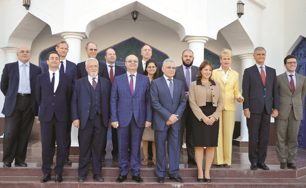 Ambassadors and other officials representing various European embassies in Qatar at the official announcement of the event at the Cyprus Embassy yesterday. (Pic by: Abdul Basit / The Peninsula)