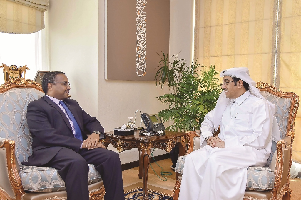 Qatar National Human Rights Committee Chairman Dr. Ali bin Smaikh Al Marri with Dr. Obaid Ahmed Al Obaid, Director of the United Nations Human Rights Training and Documentation Centre for Southwest Asia and the Arab Region.