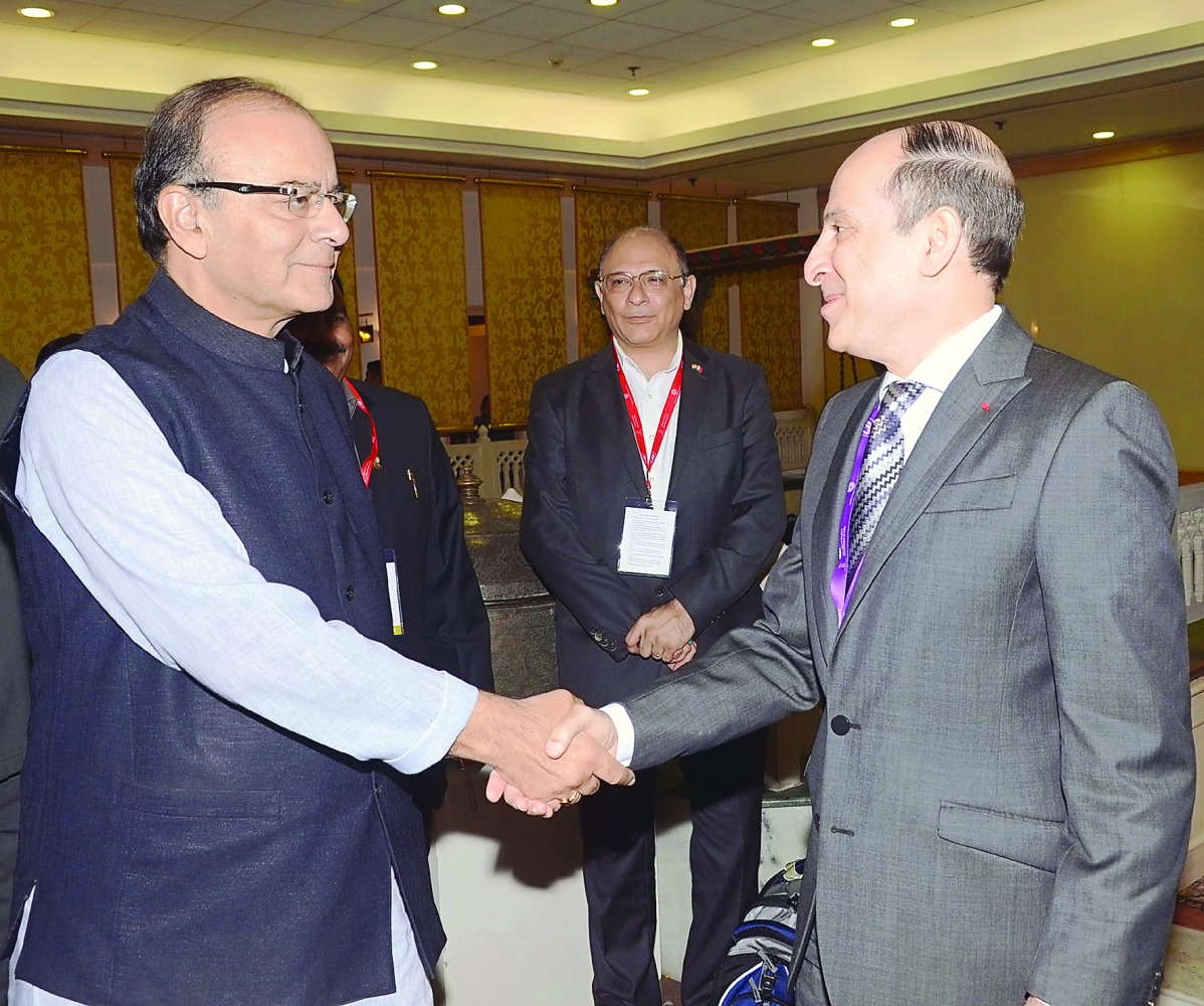 Qatar Airways Group Chief Executive Akbar Al Baker with India’s Minister of Finance and Corporate Affairs Arun Jaitley at the summit.