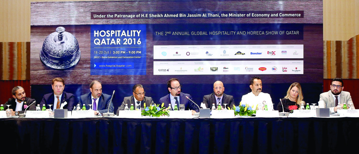 George Ayache (centre), General Manager, IFP Qatar, addressing the press conference in the presence of other officials at Intercontinental Doha-The City yesterday.