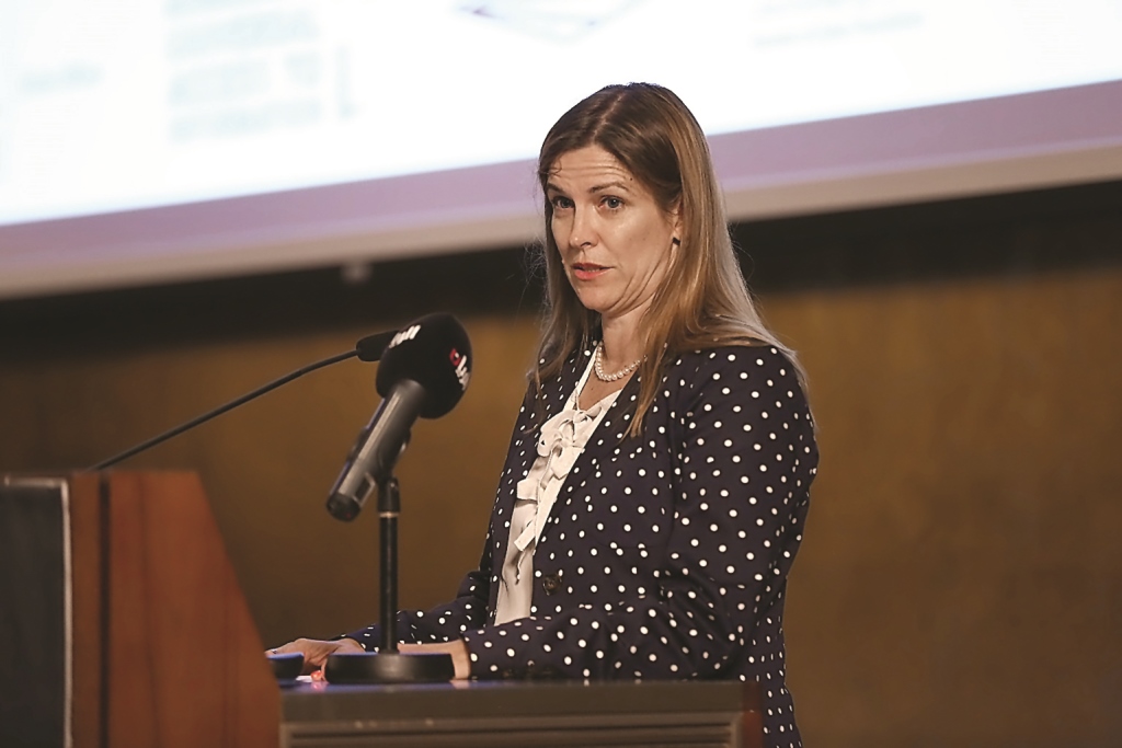 Dr. Anna Paolini, Unesco Representative to the Arab states of the Gulf and Yemen, and Director of Unesco Doha Office, speaking at the event.