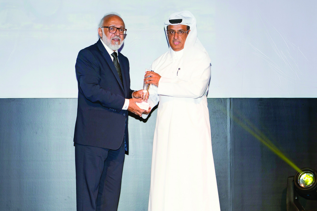 Salem Al Kubaisi, Chief Corporate Services Officer at Katara Hospitality, receiving the award on behalf of Katara Hospitality.
