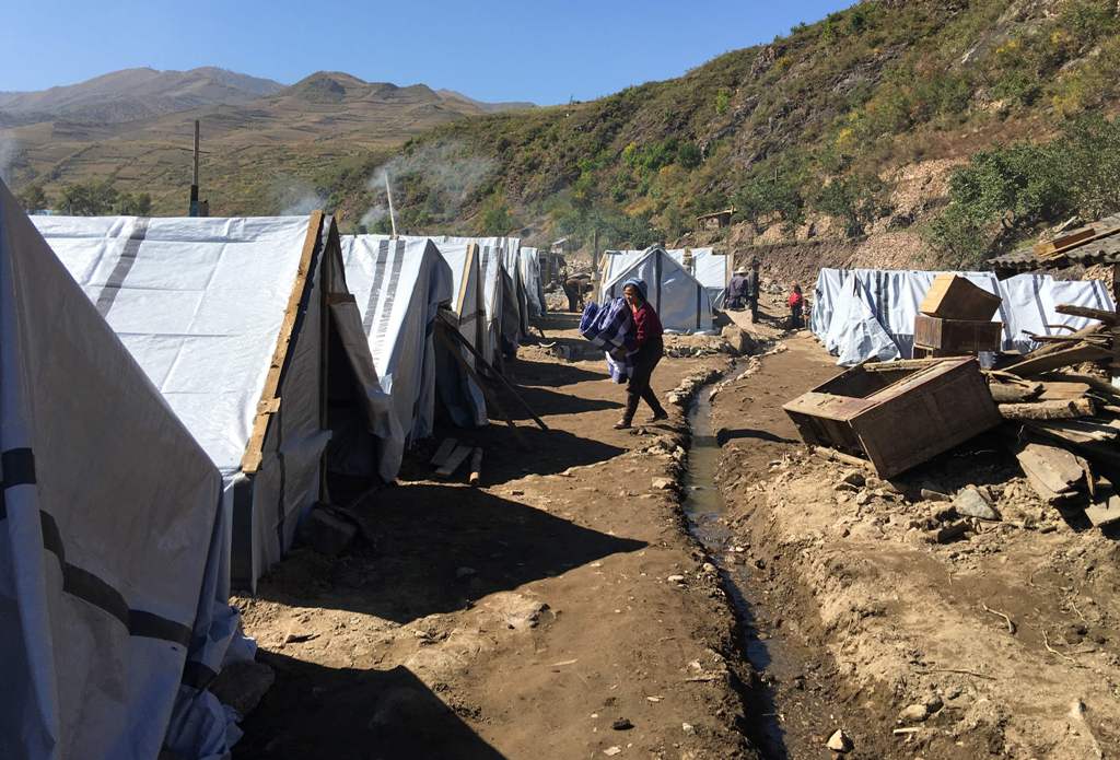 This handout photo received from the International Federation of Red Cross and Red Crescent Societies (IFRC) on October 3, 2016 and taken on September 30, 2016 shows a makeshift accommodation during a visit by a Red Cross team in Musan County in North Kor