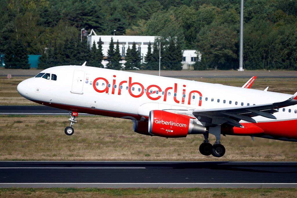 German carrier Air Berlin's aircraft is pictured at Tegel airport in Berlin, Germany, September 29, 2016. REUTERS/Axel Schmidt/File Photo

