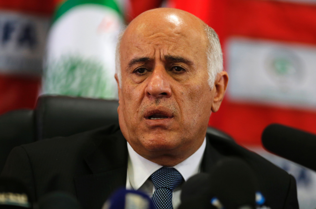 Palestinian Football Association (PFA) head Jibril Rajoub holds a press conference on October 12, 2016 in the West Bank city of Ramallah. ( AFP / ABBAS MOMANI)