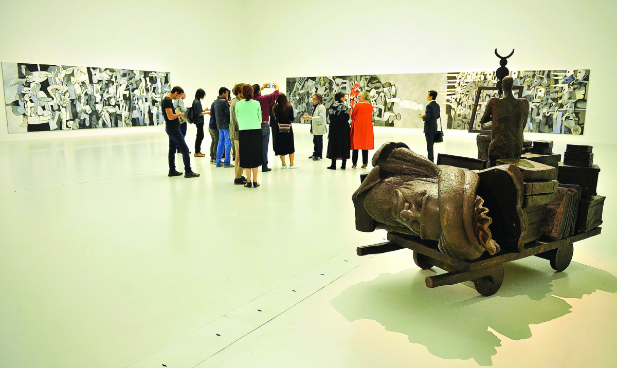 Iraqi artist Dia Al Azzawi press preview exhibition which was held at Al Riwaq Gallery yesterday.
(Pic: Baher Amin/ The Peninsula)