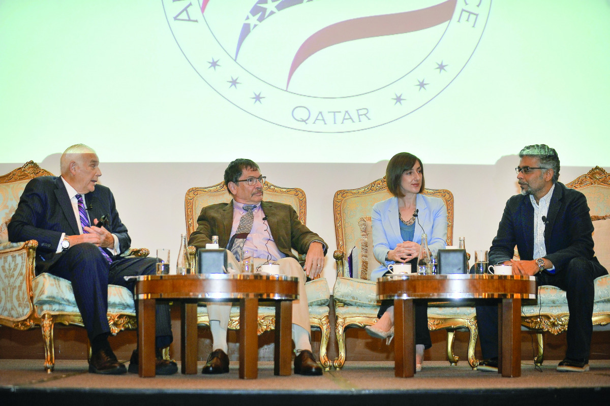 From left: Everette E Dennis, Dean and CEO at Northwestern University in Qatar, Clyde Wilcox, Professor of Political Science at Georgetown School of Foreign Service Qatar, Jocelyn Mitchell, Assistant Professor of Liberal Arts (Political Science) Northwest