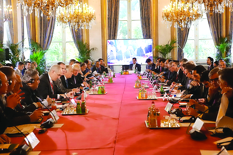 Foreign Minister H E Sheikh Mohamed bin Abdulrahman Al Thani participating in the international ministerial meeting on the future of Mosul held in Paris.