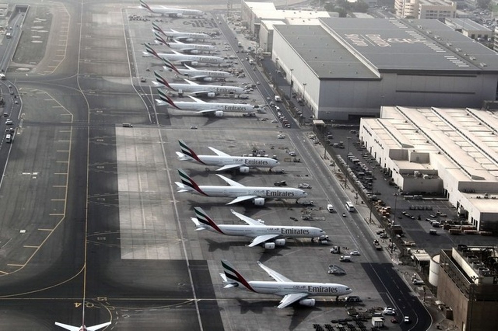 Planes were grounded for almost one hour on Friday at Dubai International Airport. AFP.