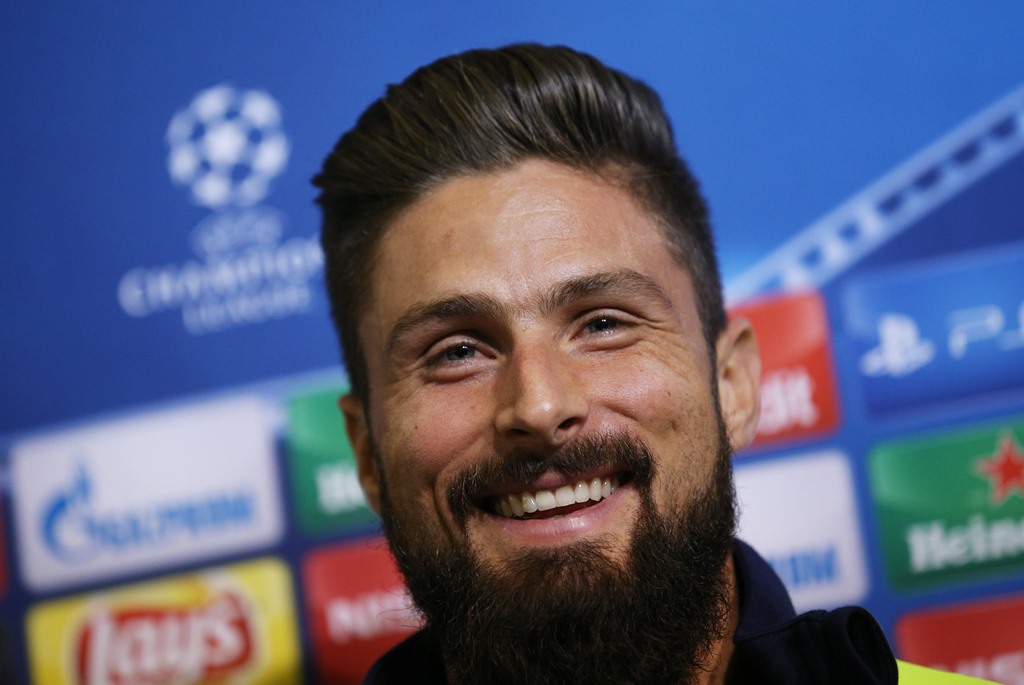 Arsenal's Olivier Giroud during the press conference. Reuters / Stoyan Nenov
