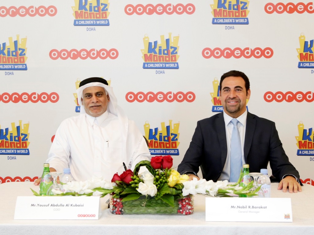 Ooredoo Qatar Chief Operating Officer Yousuf Abdulla Al Kubaisi and KidzMondo Doha General Manager Nabil R. Barakat. 