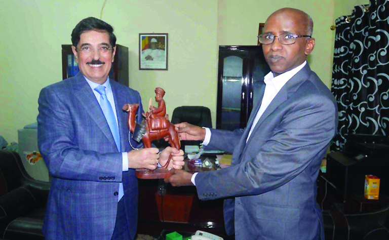 H E Dr Hamad bin Abdulaziz Al Kawari with Chadian Minister of Tourism, Culture and Artisans, Youssouf Abassalah, in N'Djamena yesterday.

