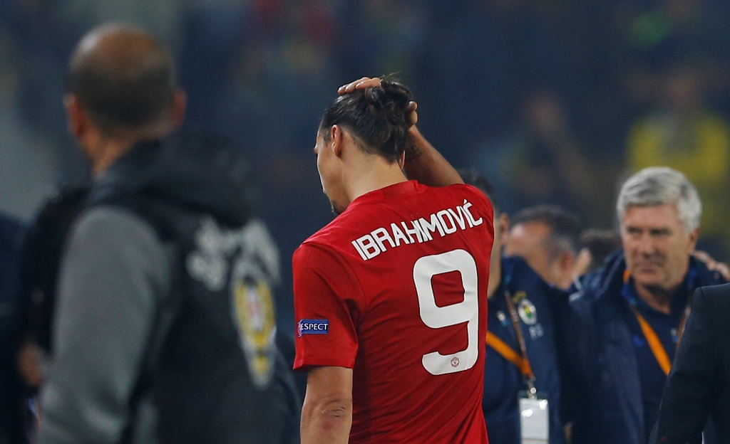 Manchester United's Zlatan Ibrahimovic looks dejected after the game Reuters / Murad Sezer Livepic EDITORIAL USE ONLY.
