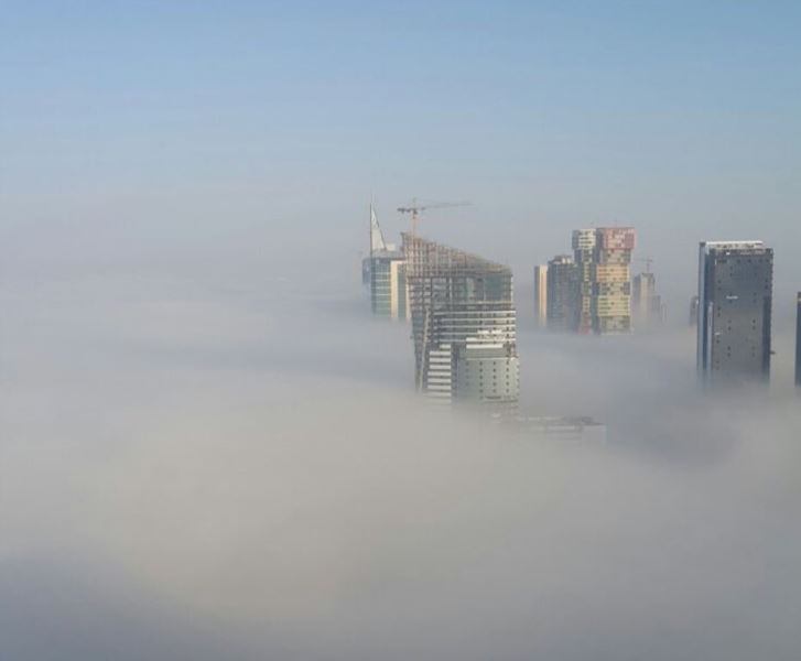 Fog envelops most buildings on West Bay. Pic: Katia Acaf. 