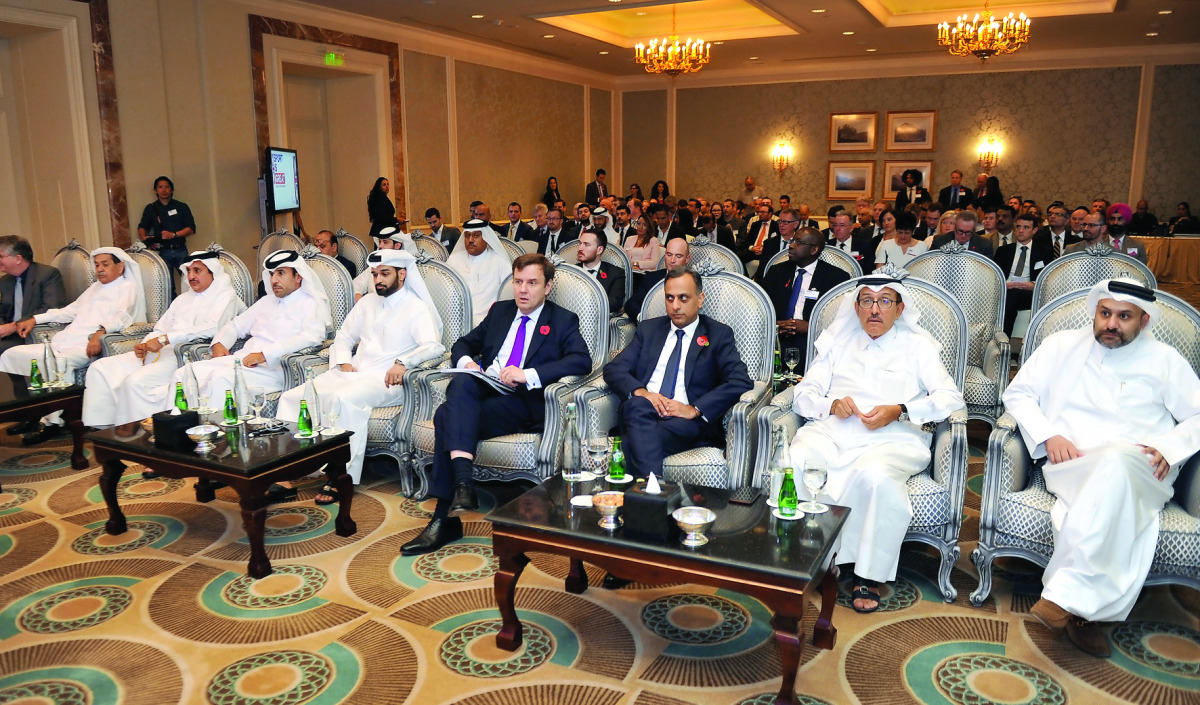 UK Trade and Investment Minister Greg Hands and Hassan Al Thawadi, Secretary-General of the Supreme Committee for Delivery and Legacy, with other officials. Pic: Abdul Basit / The Peninsula