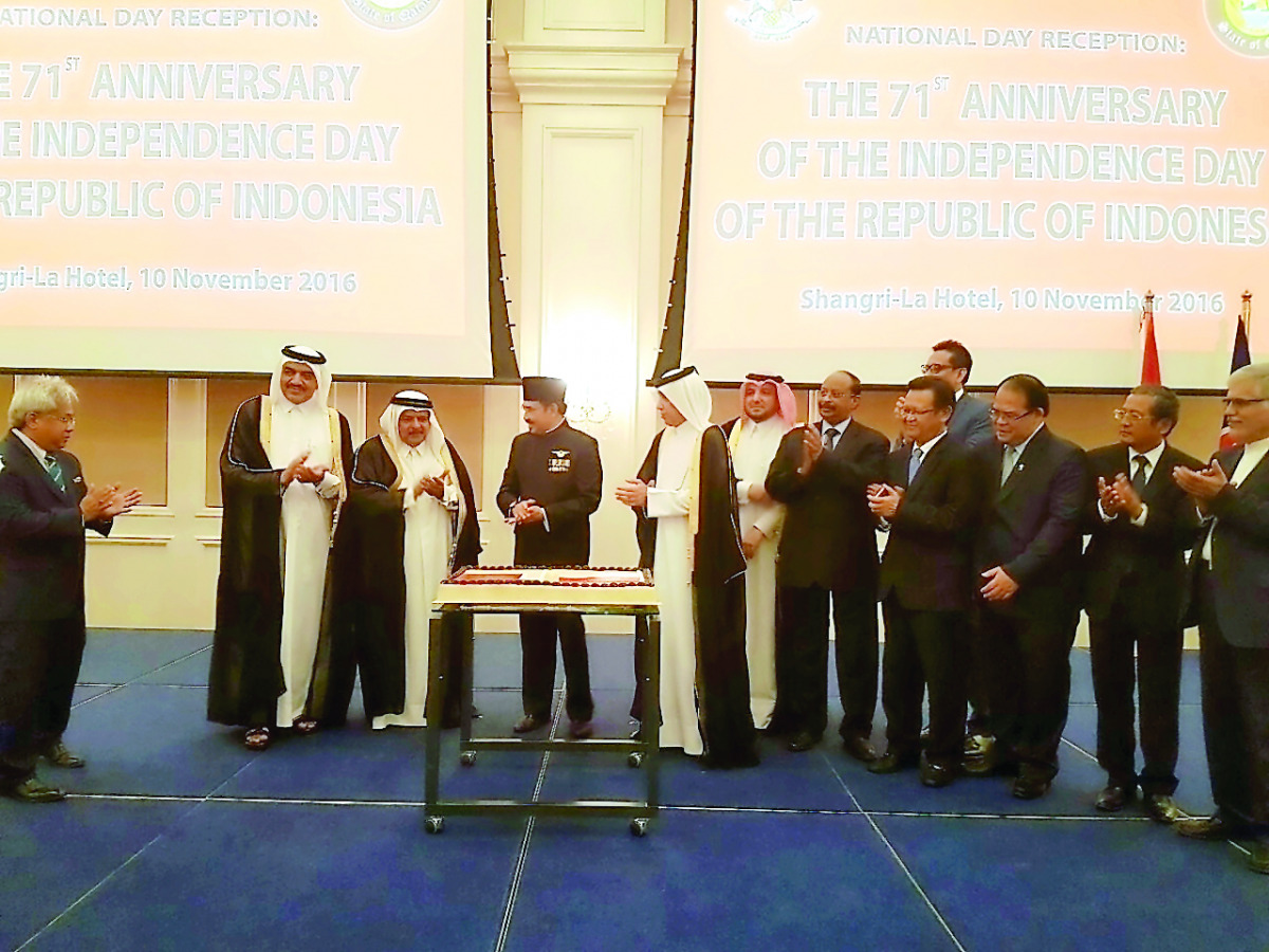 Officials at the National Day reception.