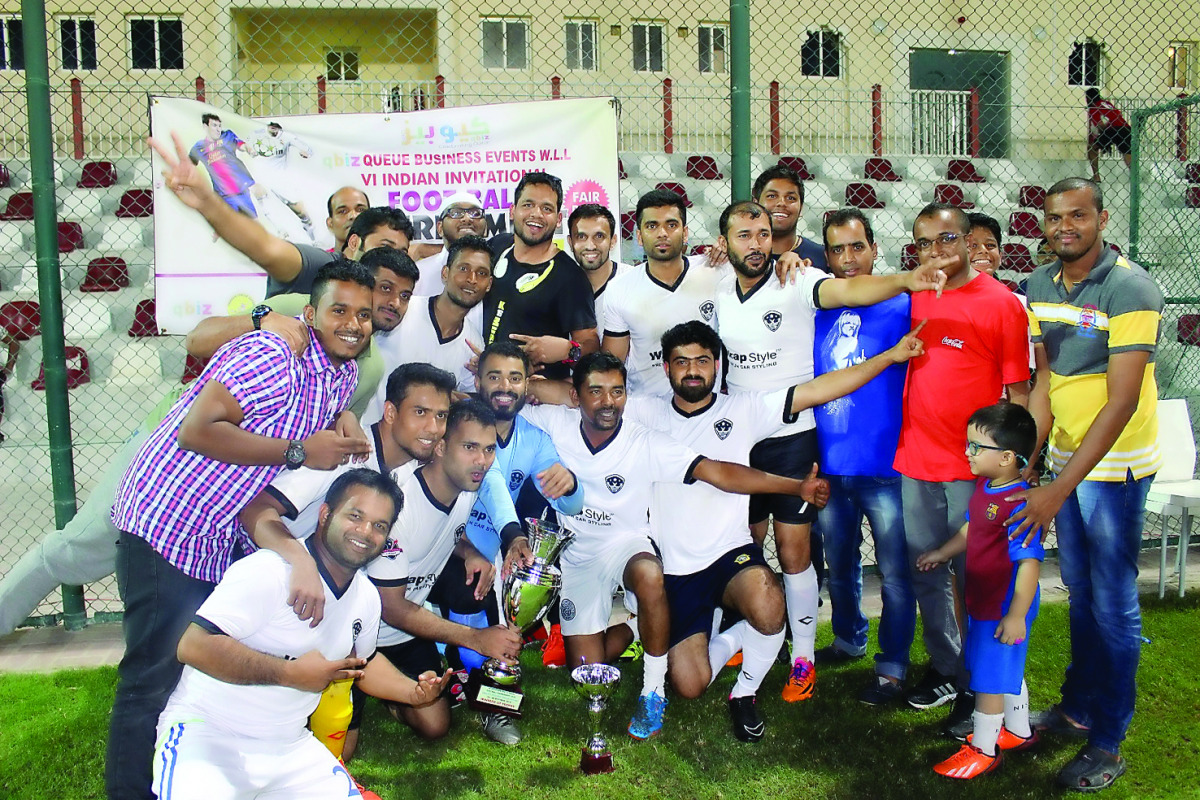 HRMZ Qatar Kerala who emerged victorious at the VI Indian Invitational Football tournament, pose for a photograph after the presentation ceremony at the Markhiya sports club. HRMZ Qatar Kerala defeated Able Kerala 2-1 in a well contested final. The tourna