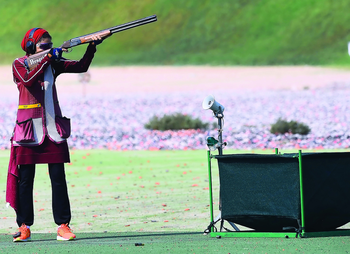 Qatari shooter Reem Al Sharshani in action during the 49th CISM World Military Shooting Championship at Losail Shooting Range.