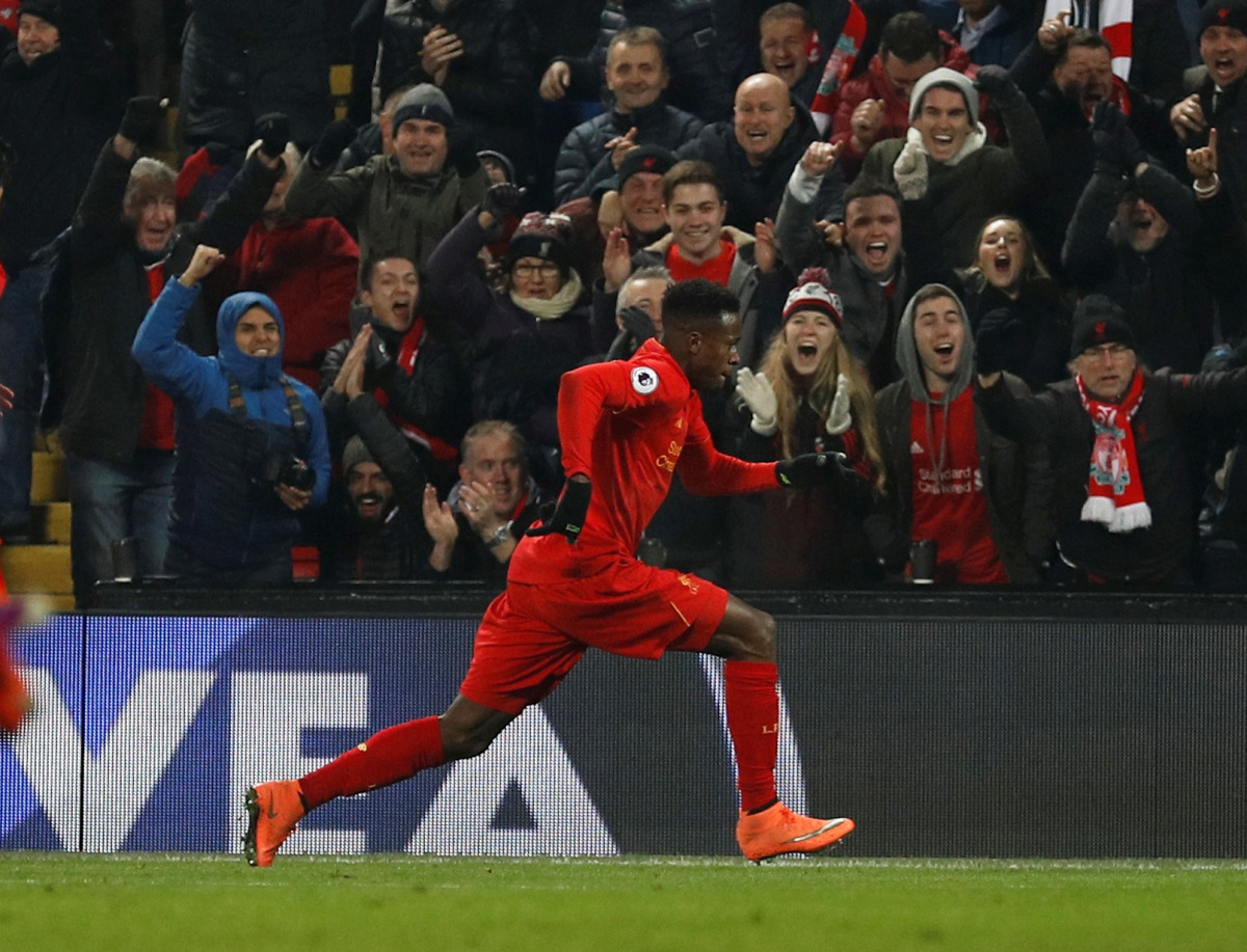 Liverpool's Divock Origi celebrates scoring a goal. (Reuters / Phil Noble)