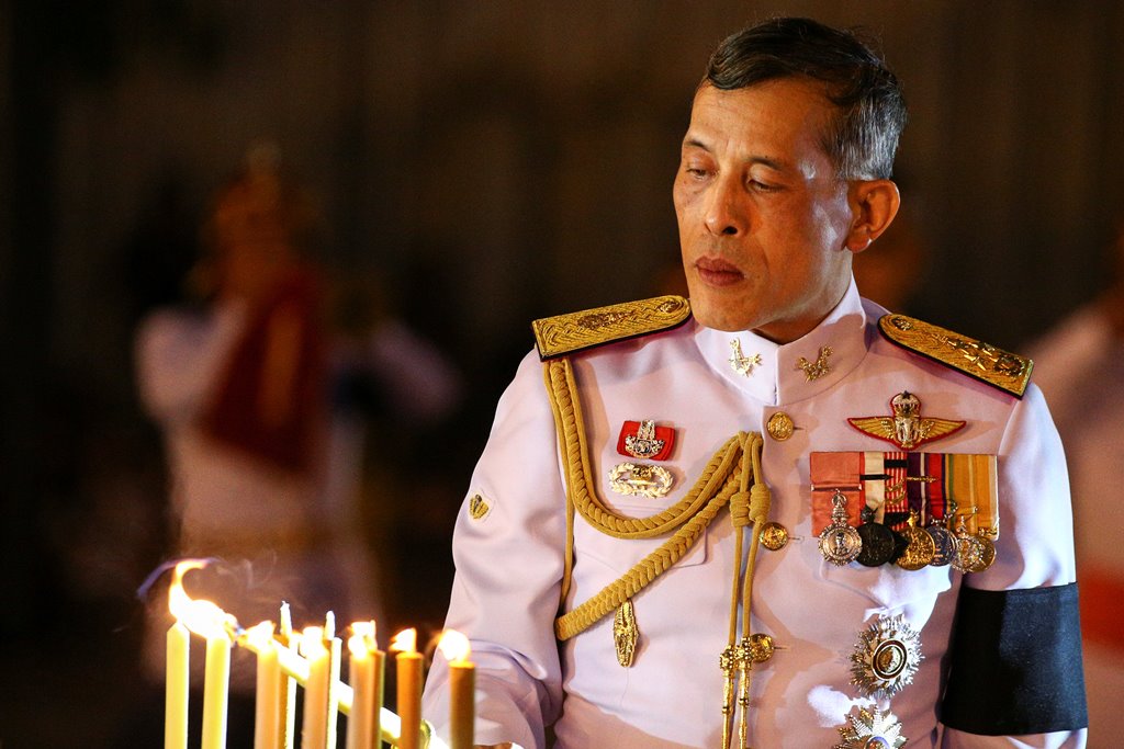 Thailand's Crown Prince Maha Vajiralongkorn attends an event commemorating the death of King Chulalongkorn, known as King Rama V, as he joins people during the mourning of his father, the late King Bhumibol Adulyadej, at the Royal Plaza in Bangkok, Thaila