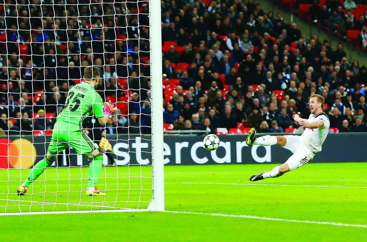 CSKA Moscow's Igor Akinfeev (left) blocks the shot of Tottenham Hotspur’s Harry Kane during their UEFA Champions League match at Wembley Stadium in London, United Kingdom on Wednesday.