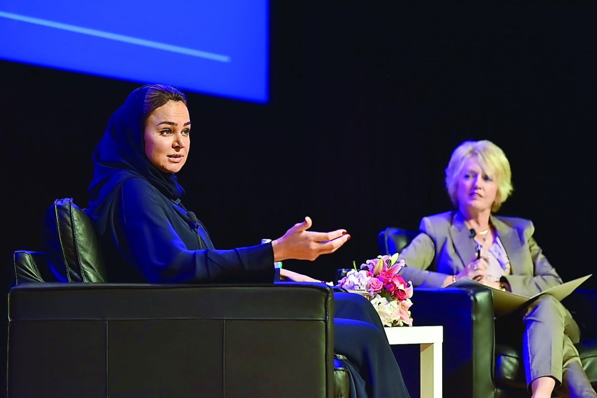 Sheikha Hanadi Nasser bin Khaled Al Thani shares words of wisdom and inspiration with students at the CNA-Q.