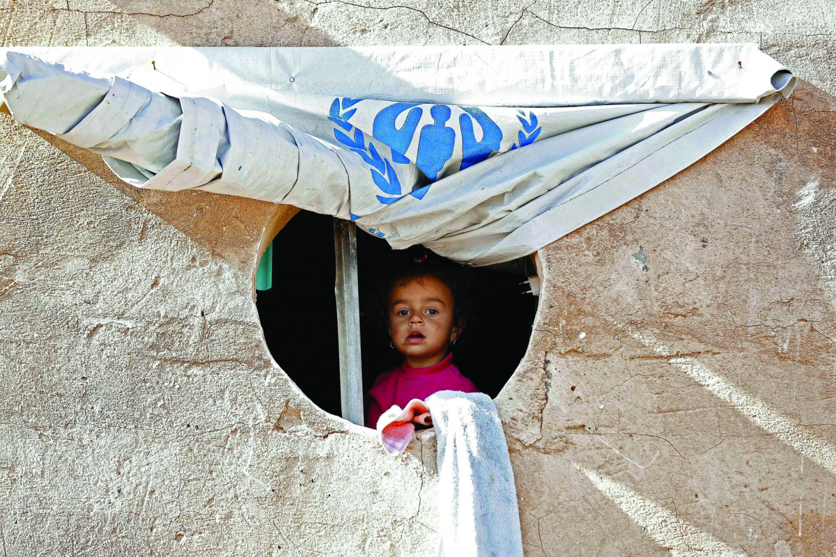 A displaced Iraqi child at Hasan Sham refugee camp some 30km east of Mosul.