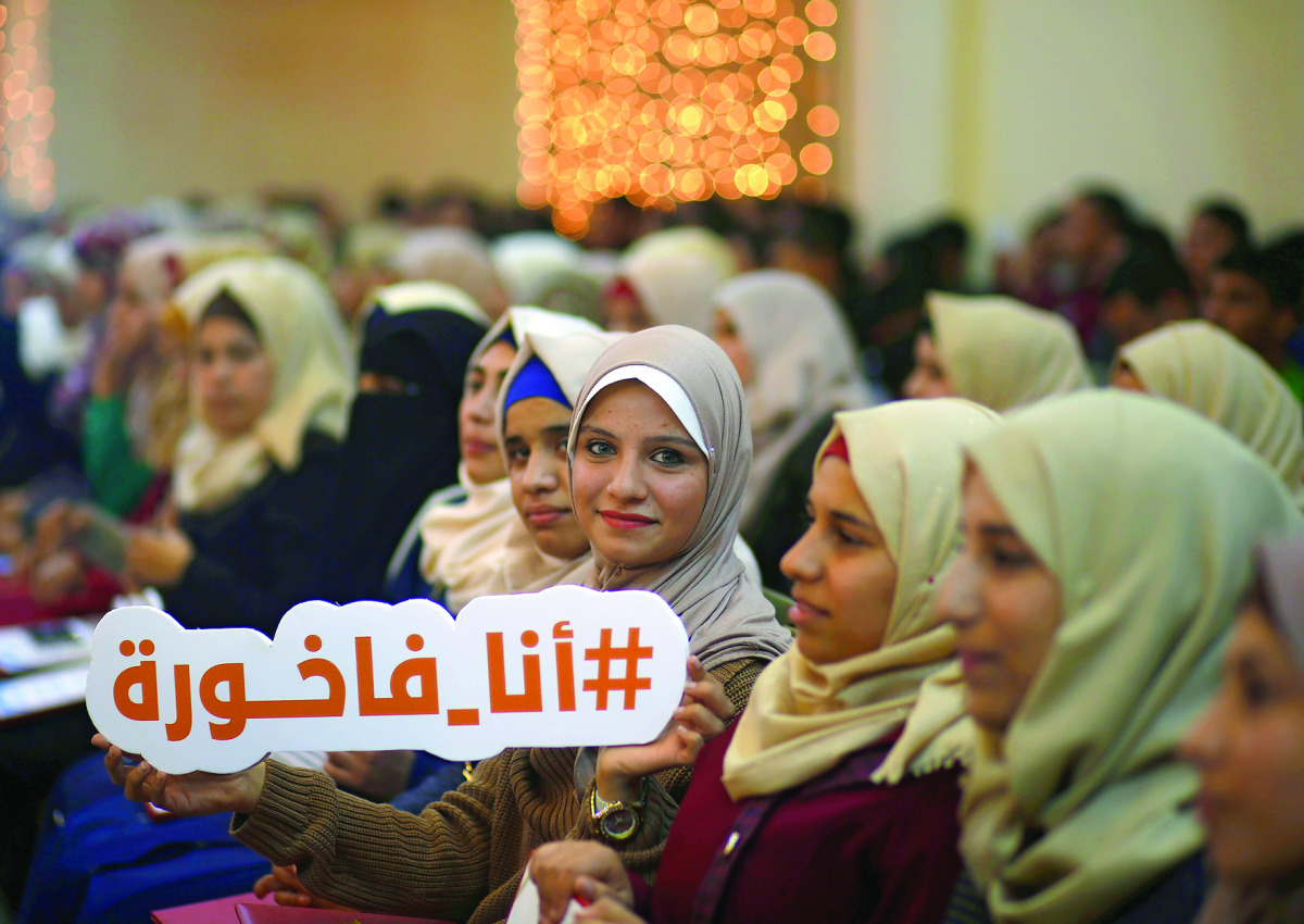 Students who won scholarships through the Al Fakhoora programme of 'Education Above All'.