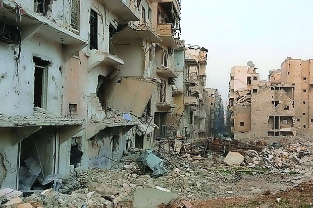 Buildings in east Aleppo on verge of collapse after months of heavy bombardment.