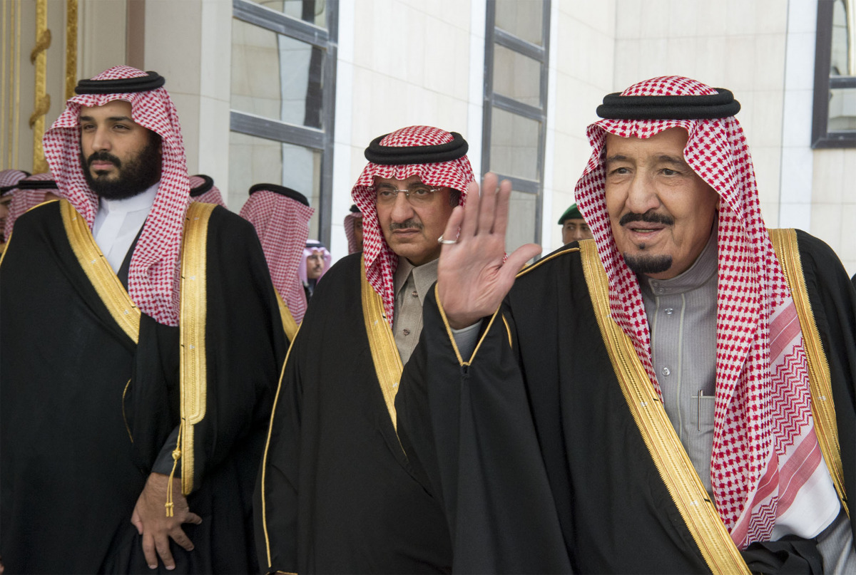 Custodian of the Two Holy Mosques King Salman of Saudi Arabia, Saudi defence minister and Deputy Crown Prince Mohammed bin Salman and Deputy Crown Prince and the Minister of Interior  Muhammad bin Nayef