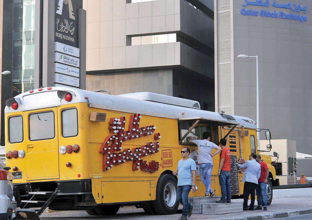 (File Photo) A Burgeri food truck parked near the Qatar Stock Exchange building in West Bay. Pic: Kammutty VP / The Peninsula