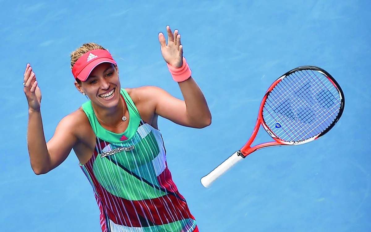 German player Angelique Kerber celebrates her win against Victoria Azarenka of Belarus after their women’s singles match of the 2016 Australian Open tennis tournament in Melbourne in this file photo. 