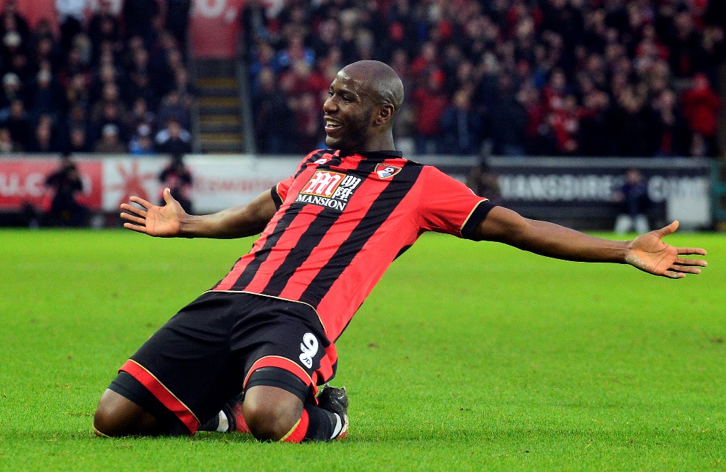 Bournemouth's Benik Afobe celebrates scoring their first goal Reuters / Rebecca Naden 
