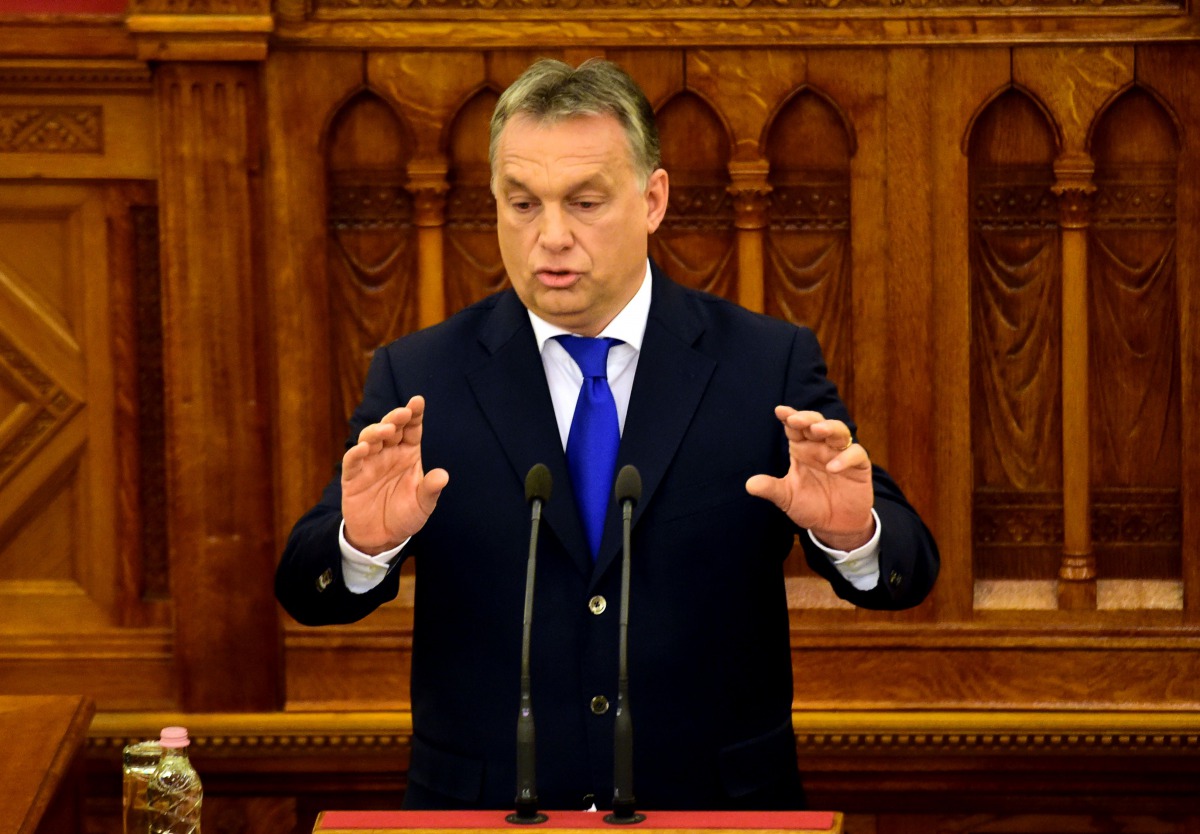 Hungarian PM Viktor Orban holds a speech at the Parliament in Budapest on April 25 2016 (AFP / ATTILA KISBENEDEK) 