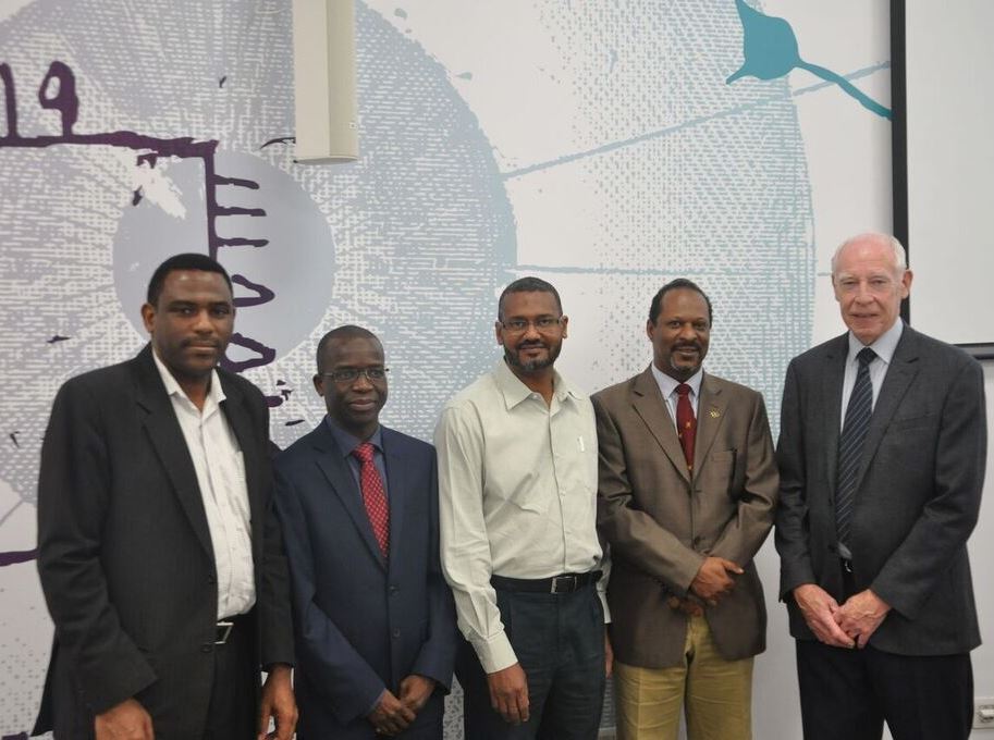 Ahmed Mohamed Hussein Babiker, Head of Registration and Drugs Pricing Section, Pharmacy and Drug Control at the Ministry of Public Health; Dr Ahmed Awaisu, CPH Associate Professor of Pharmacy and Course Coordinator of Drugs in Sport; Afif Mohamed Ali, Ham