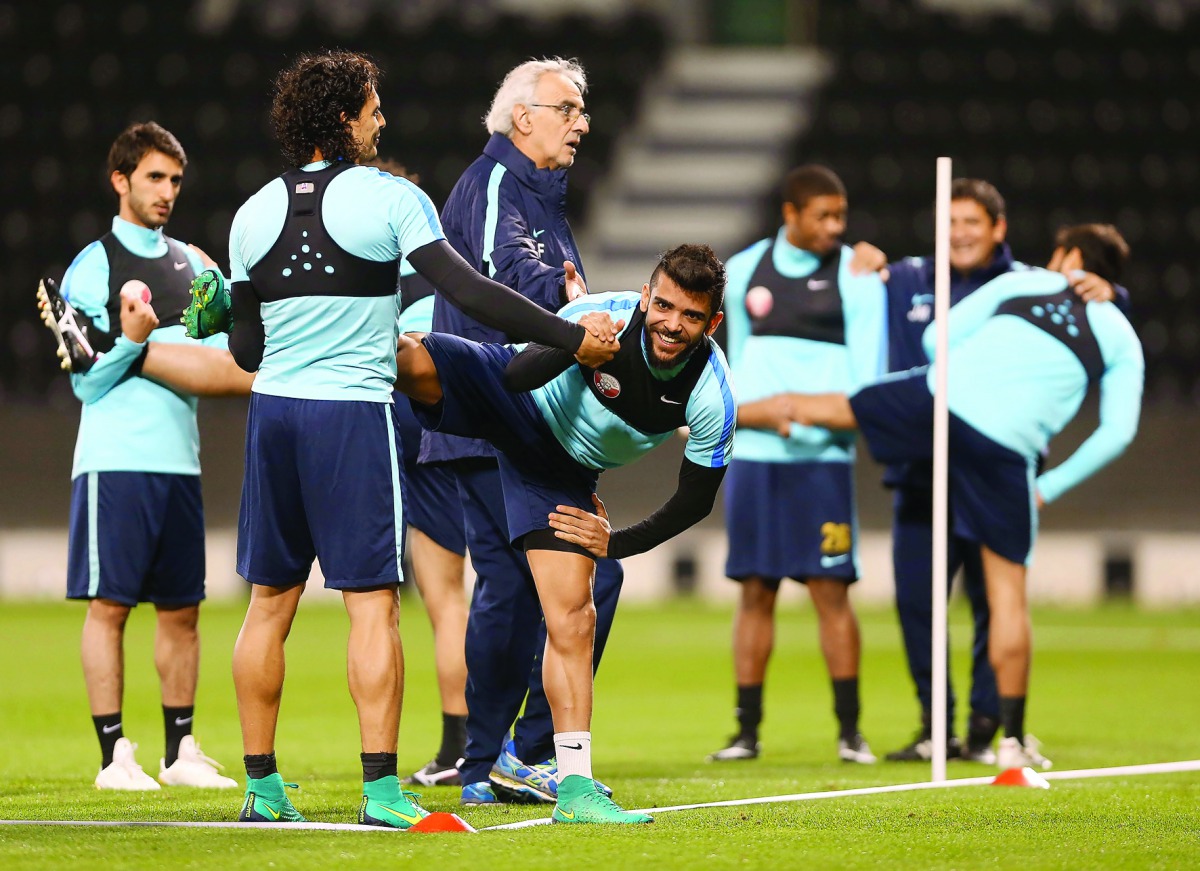 Qatar coach Jorge Fossati supervises his team's training session ahead of the friendly game against Moldova at Jassim Bin Hamad Stadium. The match will be played today at the same venue. 