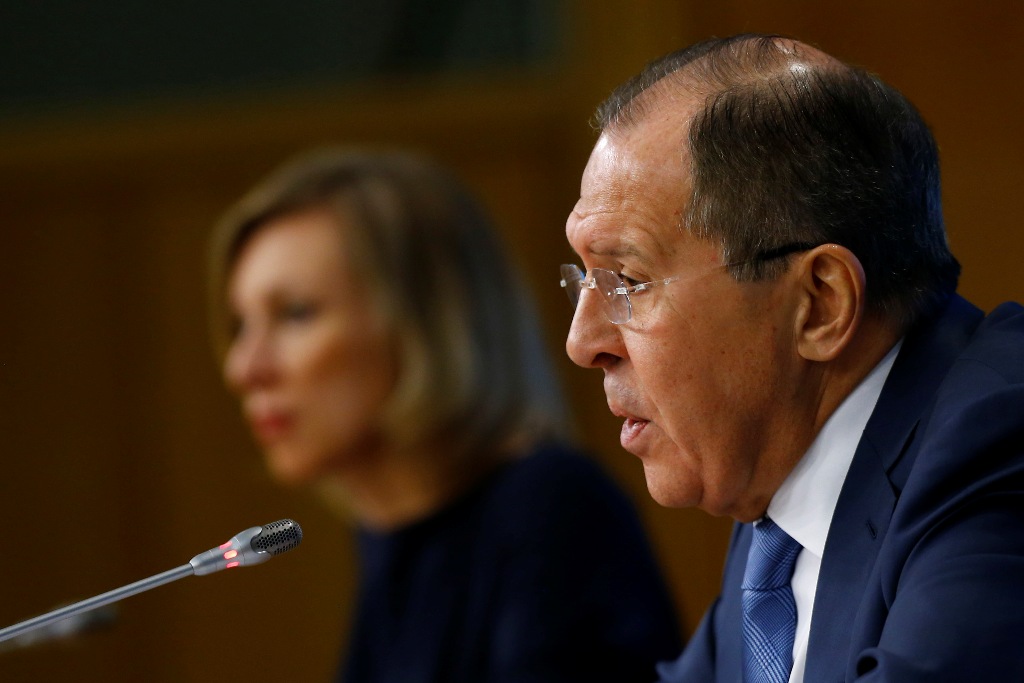 Russian Foreign Minister Sergey Lavrov speaks during the annual press conference at the Russia Foreign Ministry Conference Hall in Moscow, Russia, on January 17, 2017. ( Sefa Karacan - Anadolu Agency )
