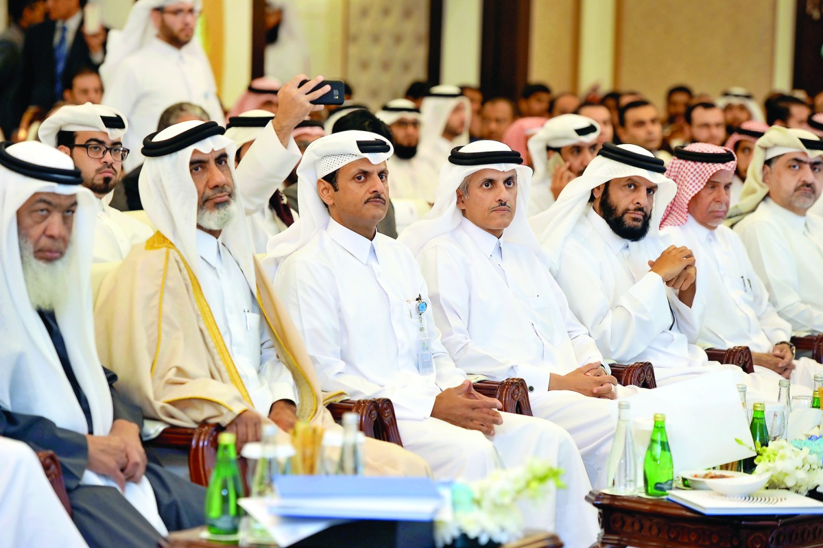 Sheikh Dr Khalid bin Thani bin Abdullah Al Thani (fourth left), Vice-Chairman of Sheikh Thani Bin Abdullah Al Thani Foundation for Humanitarian Services (RAF), and Sheikh Abdullah bin Thani Al Thani, (third left), with other guests during the RAF annual e