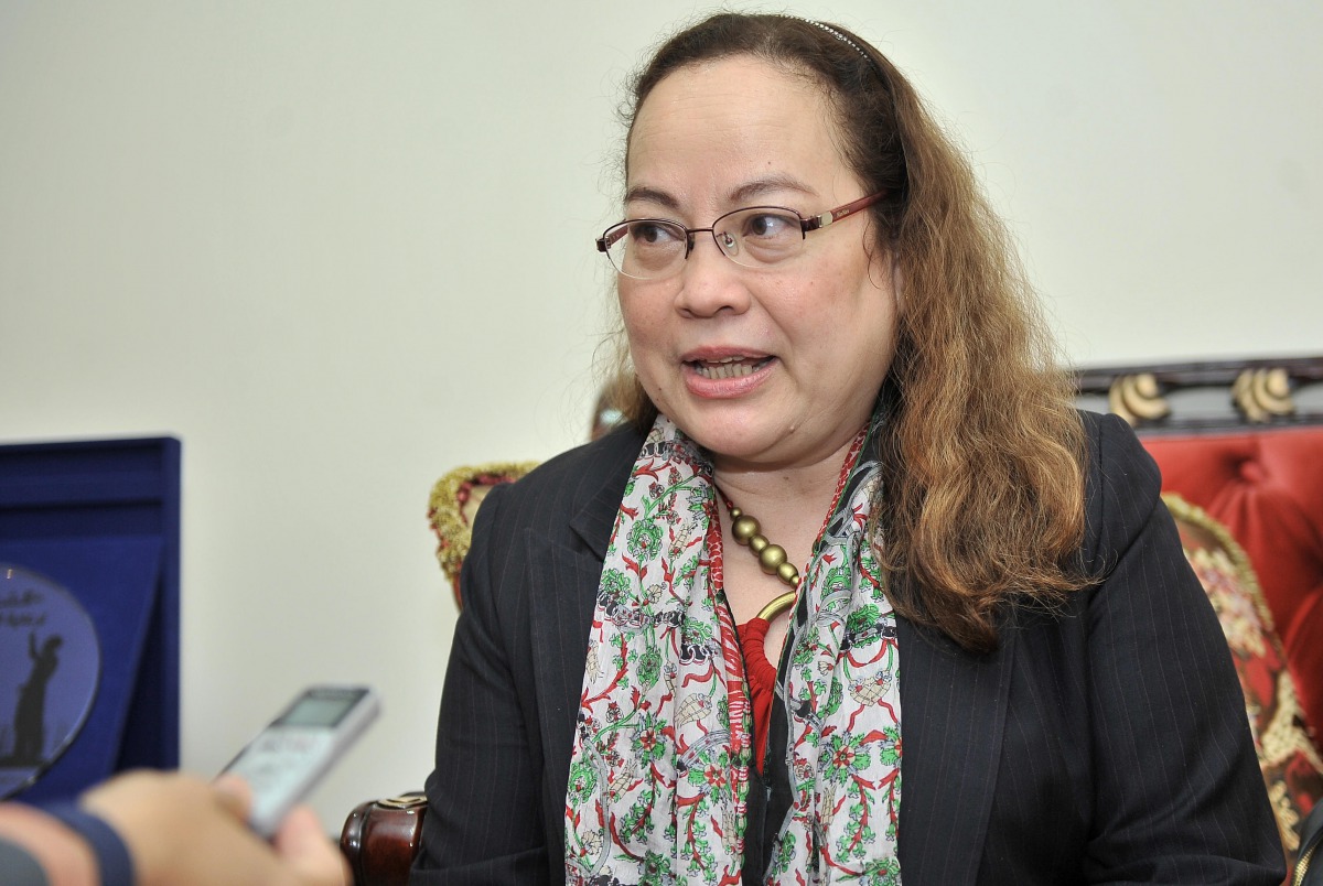 Philippine Health Secretary Paulyn Jean Rosell-Ubial speaking to the media. Pic: Baher Amin / The Peninsula