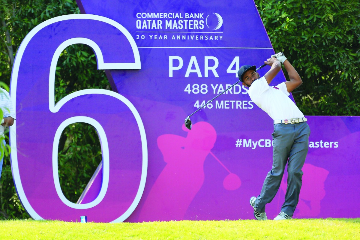 Qatar's Saleh Al Kaabi hits his tee shot on the 6th hole during the second round of the Commercial Bank Qatar Masters at the Doha Golf Club yesterday.
