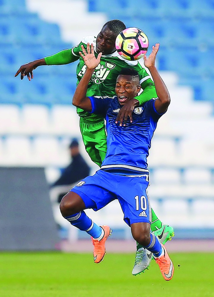 Action from the Qatar Stars League match between Al Ahli and Al Khor in Doha yesterday. Al Ahli won 1-0.