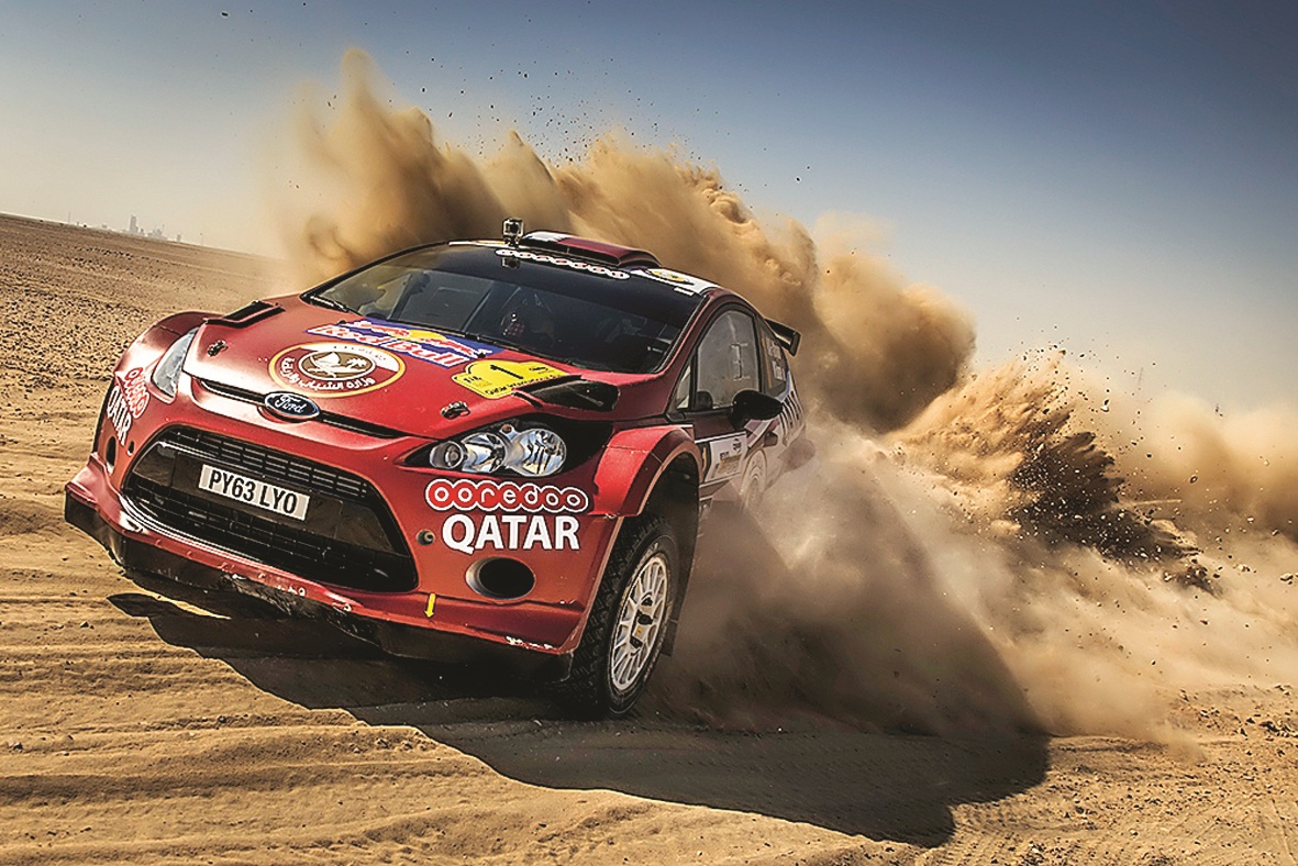 Qatar’s Nasser Saleh Al Attiyah in action at the Qatar International Rally, in this February 7, 2015 file photo.