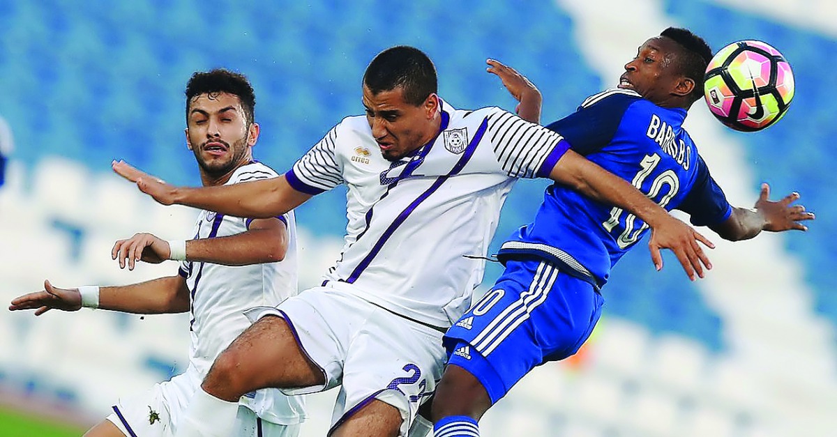 Action from the Qatar Stars League (QSL) match between Al Khor and Muaither at Al Khor Stadium yesterday.