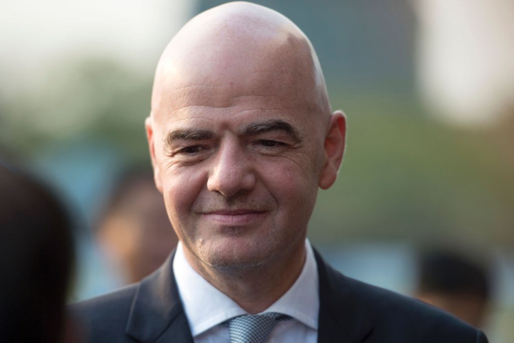 FIFA president Gianni Infantino takes part in a ceremony to open the national football academy in Yangon on February 17, 2017. / AFP / Ye Aung Thu
