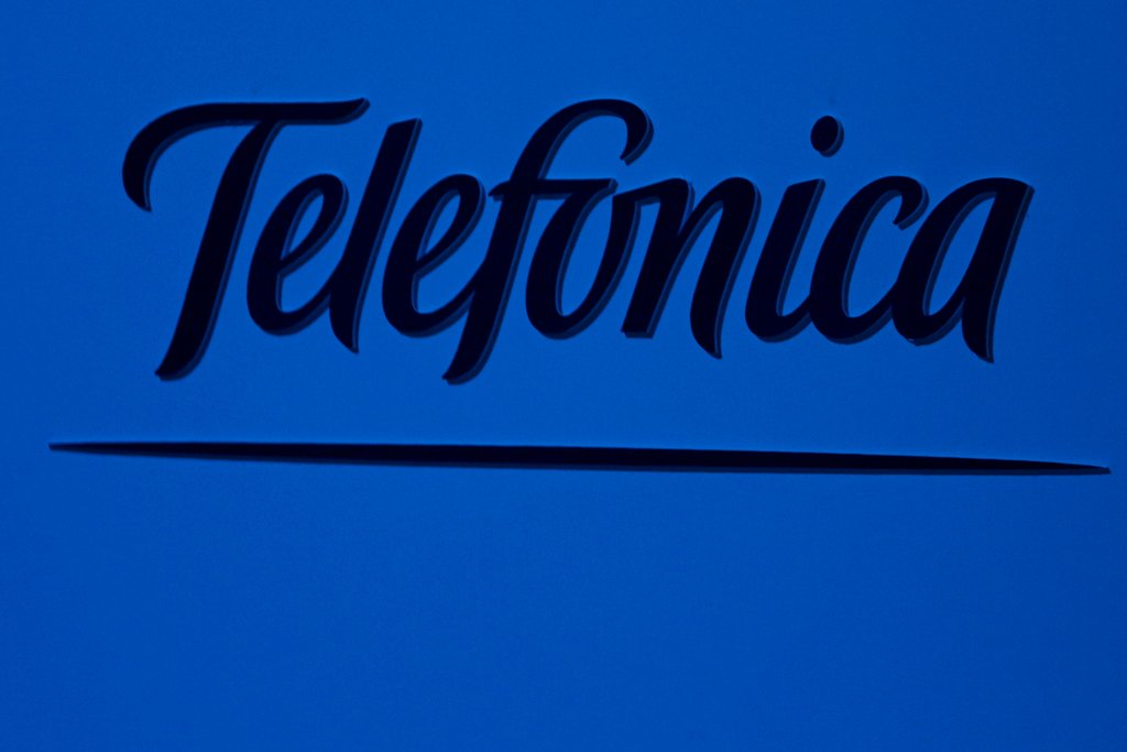 The logo of Spanish telecommunication giant Telefonica, is seen during company's annual shareholders meeting in Madrid, Spain, May 12, 2016. REUTERS/Sergio Perez