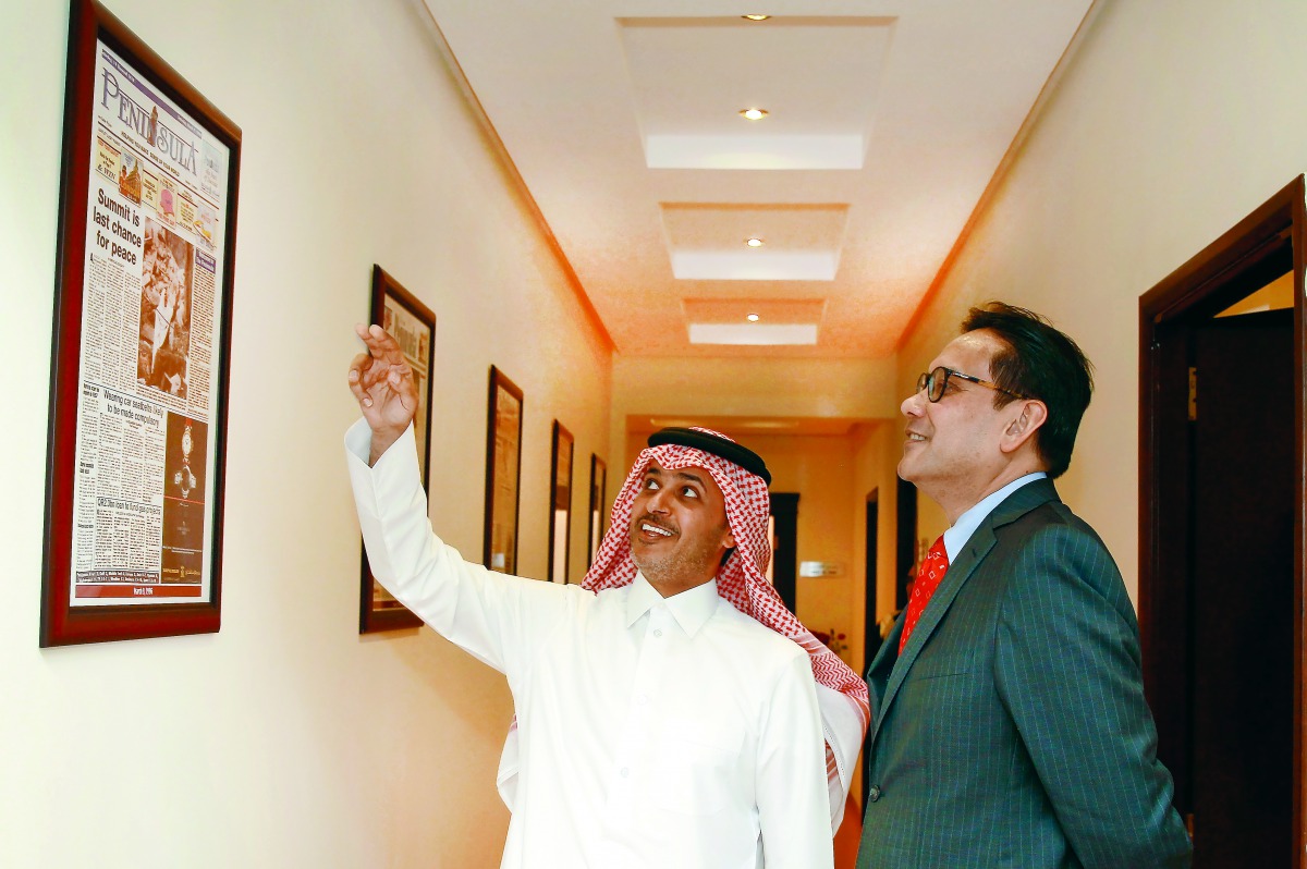 Singapore Ambassador to Qatar Jai Sohan visited The Peninsula office yesterday. Dr. Khalid Al Shafi, Editor-in-Chief, welcomed the ambassador along with other embassy officials and was briefed about the evolution of the newspaper over the 20 years since i