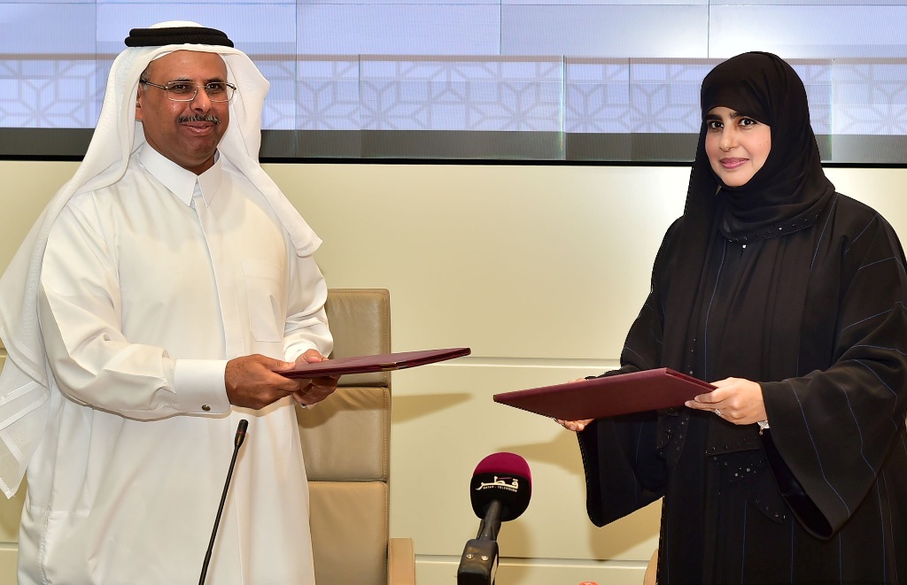 Prof Mariam Al-Maadeed and H.E. Sheikh Eng Faleh bin Nasser Al-Thani