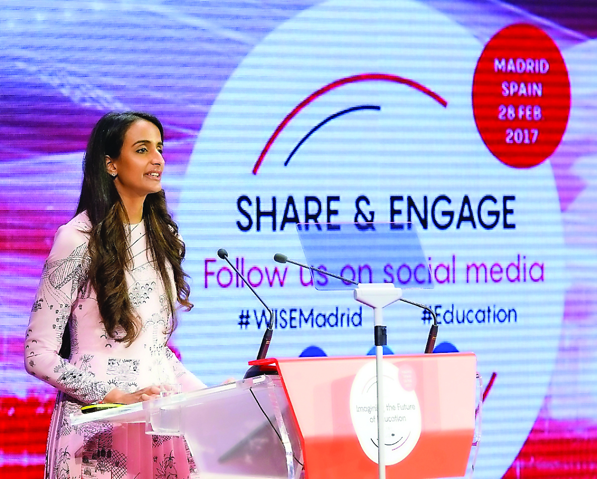 H E  Sheikha Hind bint Hamad Al Thani, Vice-Chairperson and CEO of Qatar Foundation speaking at the WISE@Madrid forum.
