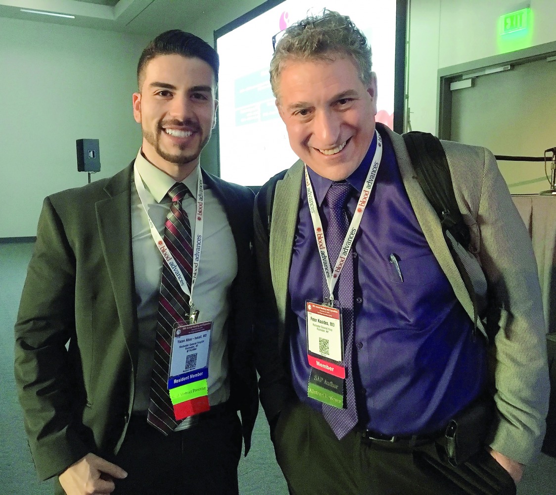 Dr Yazan Abou-Ismail (left) and Dr Peter Kouides at the American Society of Haematology conference.