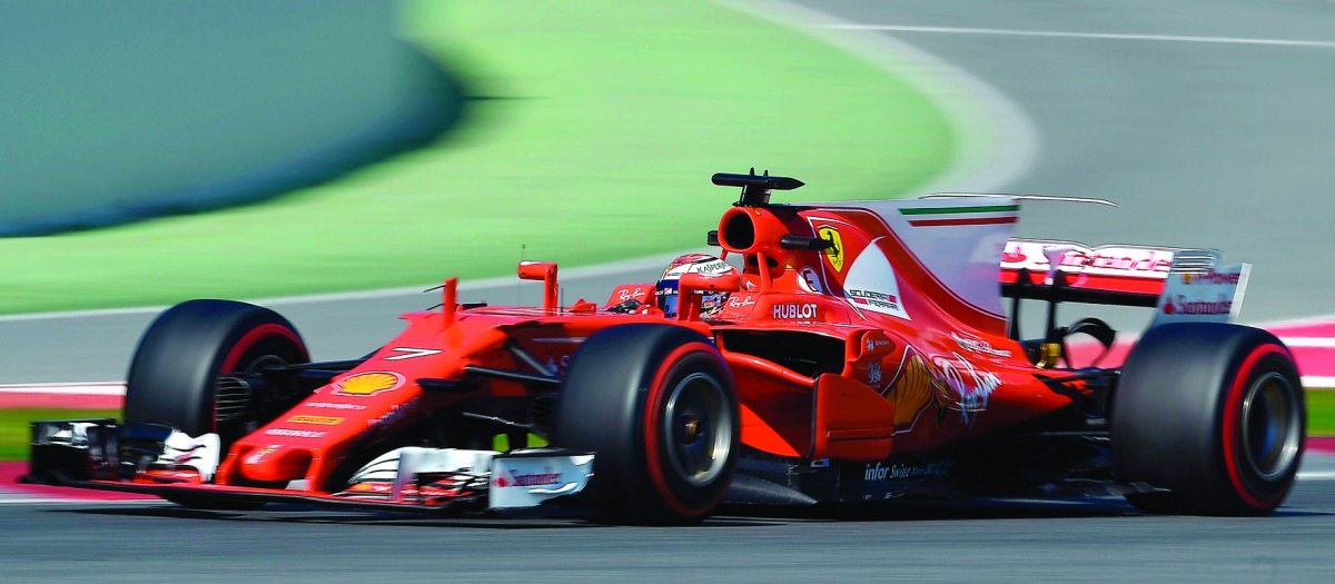 Ferrari's Finnish driver Kimi Raikkonen drives at the Circuit de Catalunya on Thursday in Montmelo on the outskirts of Barcelona on the fourth day of the second week of tests ahead of the Formula One Grand Prix season.